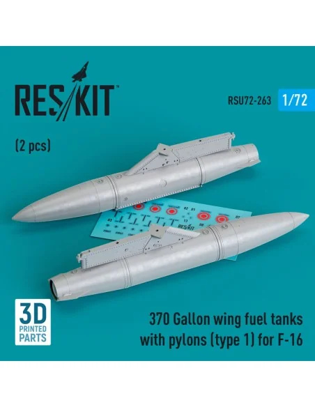 370 Gallon wing fuel tanks with pylons (type 1) for F-16 (A/B/C/D/E...