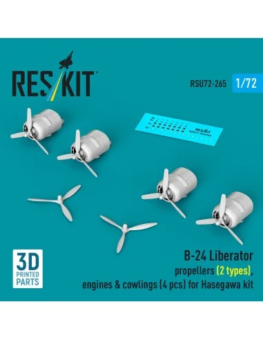 B-24 Liberator propellers (2 types), engines & cowlings (4 pcs) (3D...