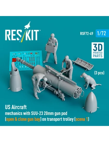 US Aircraft mechanics with SUU-23 20mm gun pod (open & close gun ba...