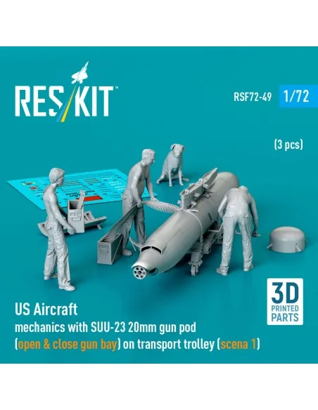 US Aircraft mechanics with SUU-23 20mm gun pod (open & close gun ba...