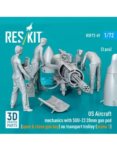 US Aircraft mechanics with SUU-23 20mm gun pod (open & close gun ba...