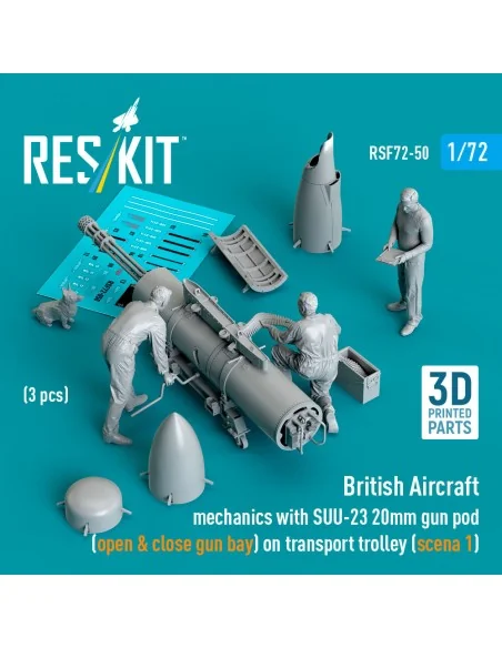British Aircraft mechanics with SUU-23 20mm gun pod (open & close g...
