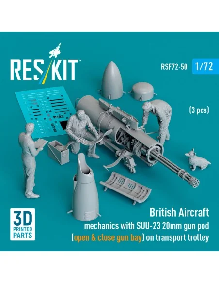 British Aircraft mechanics with SUU-23 20mm gun pod (open & close g...
