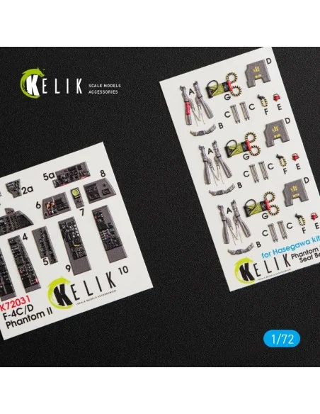 F-4(C, D) Phantom II interior 3D decals for Hasegawa kit, 1/72 - Ke...