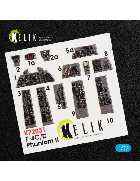 F-4(C, D) Phantom II interior 3D decals for Hasegawa kit, 1/72 - Ke...