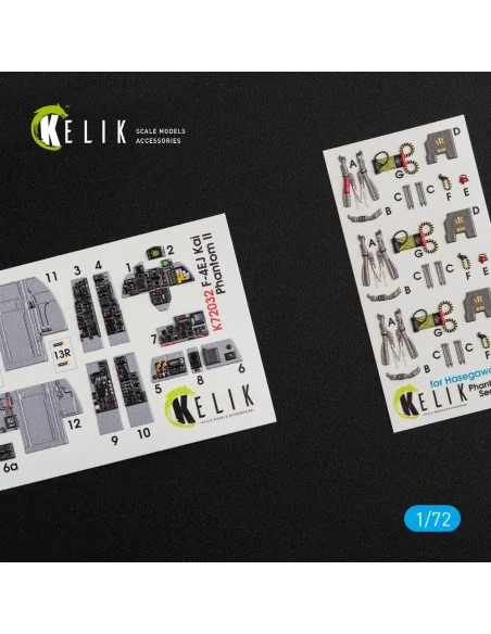 F-4EJ Kai Phantom II interior 3D decals for Hasegawa kit, 1/72 - Ke...