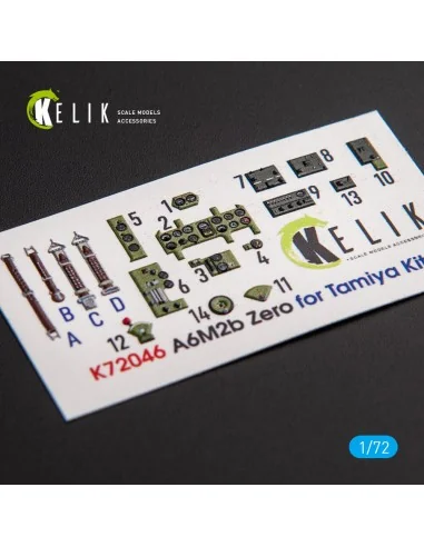A6M2B Zero - interior 3D decals for Tamiya kit, 1/72 - Kelik K72046