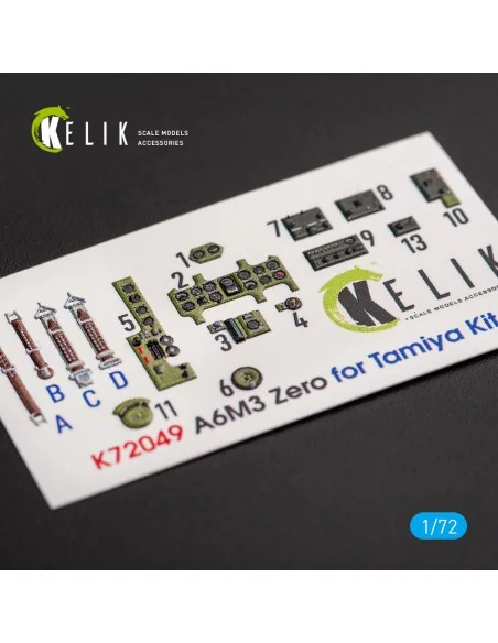 A6M3 Zero - interior 3D decals for Tamiya kit, 1/72 - Kelik K72049
