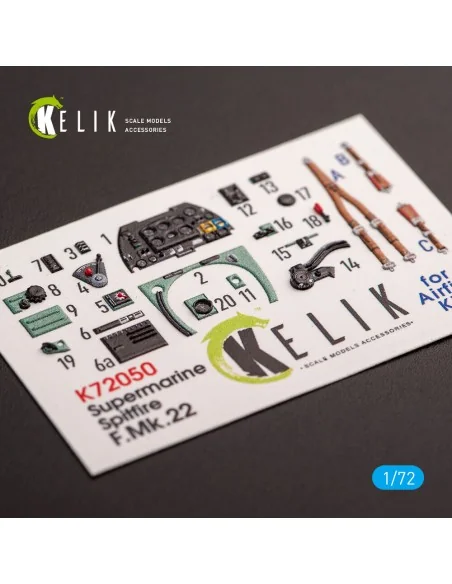 Spitfire F.Mk.22 - interior 3D decals for Airfix kit, 1/72 - Kelik ...