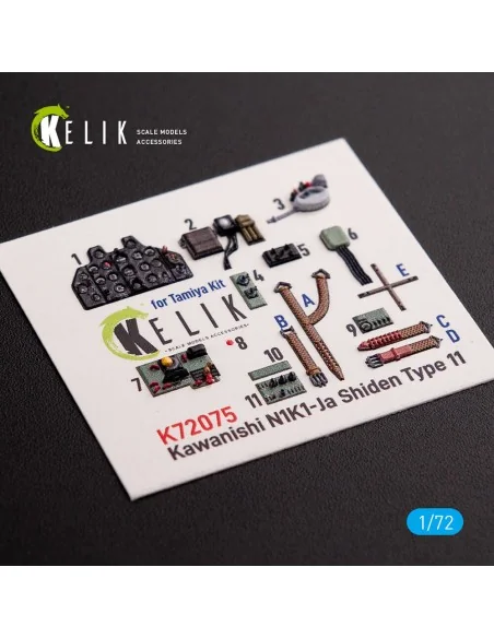 N1K1-Ja Shiden Type 11 interior 3D decals for Tamiya kit, 1/72 - Ke...