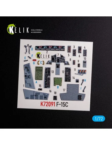 F-15C - interior 3D decals for FineMolds kit, 1/72 - Kelik K72091