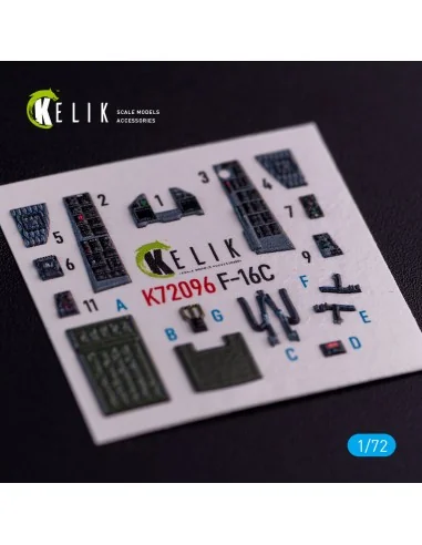 F-16C - interior 3D decals for Hasegawa kit, 1/72 - Kelik K72096
