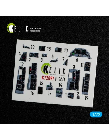 F-16D interior 3D decals for Revell kit, 1/72 - Kelik K72097