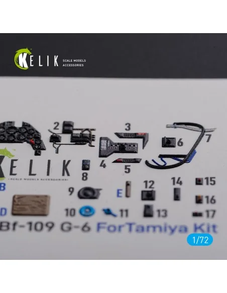 BF109 G-6 interior 3D decals for Tamiya kit, 1/72 - Kelik K72105