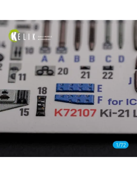 KI-21 interior 3D decals for ICM kit, 1/72 - Kelik K72107