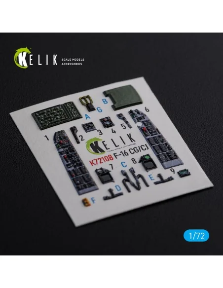 F-16 CG/CJ interior 3D decals for Academy kit, 1/72 - Kelik K72108