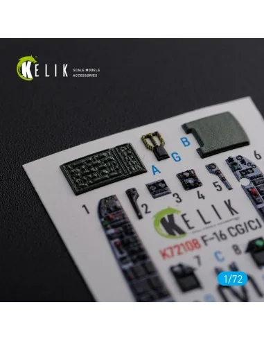 [NO_DESC] F-16 CG/CJ interior 3D decals for Academy kit, 1/72 - Kel...