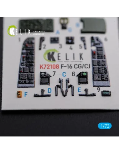F-16 CG/CJ interior 3D decals for Academy kit, 1/72 - Kelik K72108