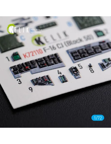 F-16 CJ (Block 50) interior 3D decals for Tamiya kit, 1/72 - Kelik ...