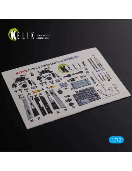 F-106A Delta Dart interior 3D decals for Meng kit, 1/72 - Kelik K72112