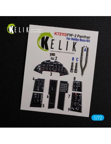 F9F-2 Panther interior 3D decals for HobbyBoss kit, 1/72 - Kelik K7...