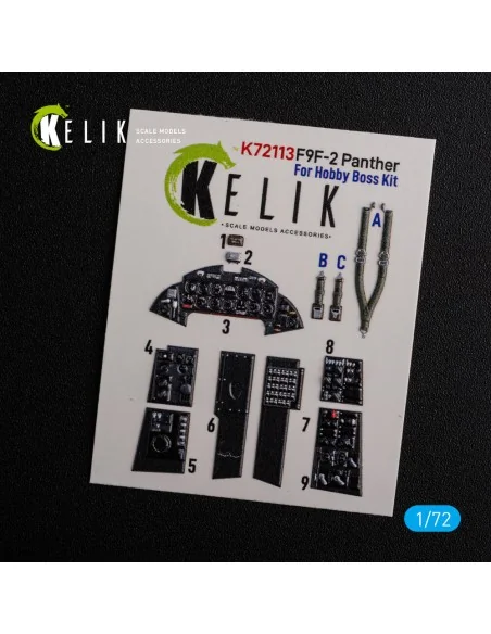 F9F-2 Panther interior 3D decals for HobbyBoss kit, 1/72 - Kelik K7...