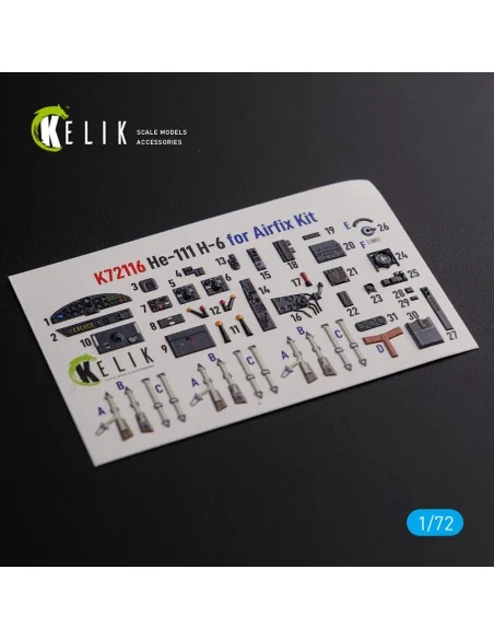 He-111 H6 interior 3D decals for Airfix kit, 1/72 - Kelik K72116