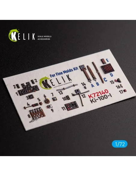 Ki-100-I - interior 3D decals for FineMolds kit, 1/72 - Kelik K72140