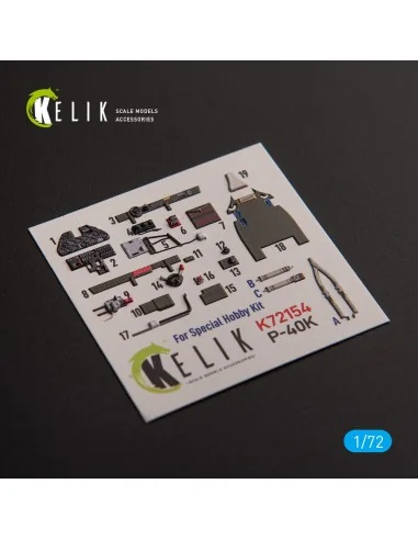 P-40K - interior 3D decals for Special Hobby kit, 1/72 - Kelik K72154