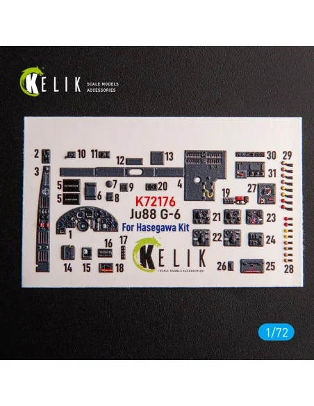 Ju88 G-6 - interior 3D decals for Hasegawa kit, 1/72 - Kelik K72176