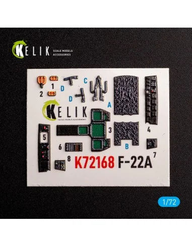 F-22A Raptor - interior 3D decals for Academy kit, 1/72 - Kelik K72168