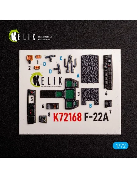 F-22A Raptor - interior 3D decals for Academy kit, 1/72 - Kelik K72168