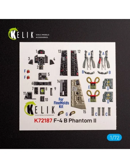 F-4B Phantom - interior 3D decals for FineMolds kit, 1/72 - Kelik K...