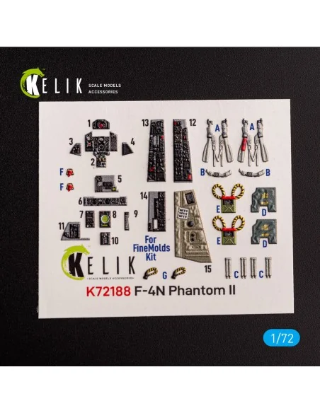 F-4N Phantom - interior 3D decals for FineMolds kit, 1/72 - Kelik K...