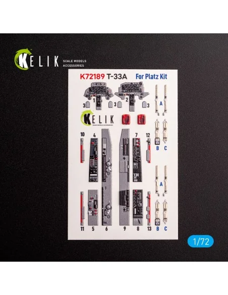T-33A Shooting Star - interior 3D decals for Platz kit, 1/72 - Keli...