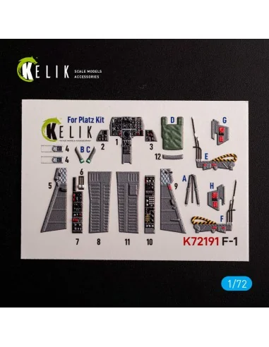 F-1 Support Fighter - interior 3D decals for Platz kit, 1/72 - Keli...