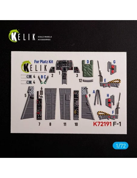 F-1 Support Fighter - interior 3D decals for Platz kit, 1/72 - Keli...