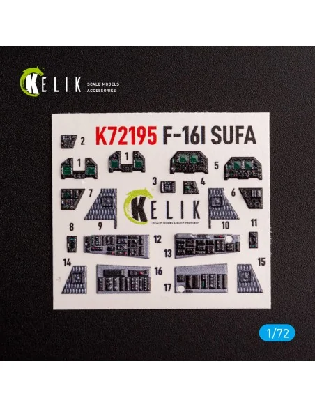 F-16I - interior 3D decals for Hasegawa kit, 1/72 - Kelik K72195