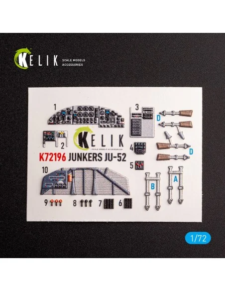 Ju-52 - interior 3D decals for Italeri kit, 1/72 - Kelik K72196