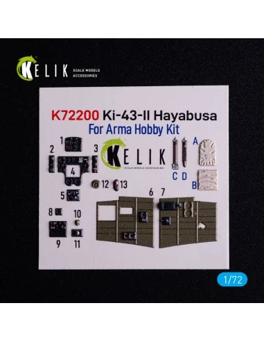 Ki-43-II Hayabusa - interior 3D decals for Arma Hobby kit, 1/72 - K...