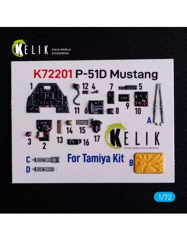 P-51D Mustang - interior 3D decals for Tamiya kit, 1/72 - Kelik K72201