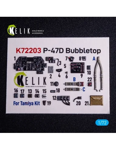 [NO_DESC] P-47D Bubbletop - interior 3D decals for Tamiya kit, 1/72...