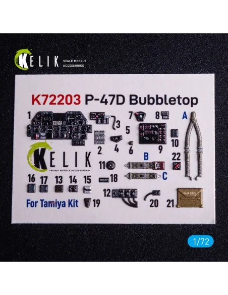 [NO_DESC] P-47D Bubbletop - interior 3D decals for Tamiya kit, 1/72...