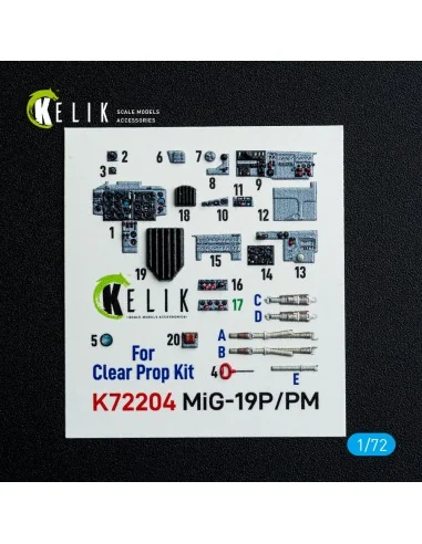 MiG-19P/PM - interior 3D decals for ClearProp kit, 1/72 - Kelik K72204