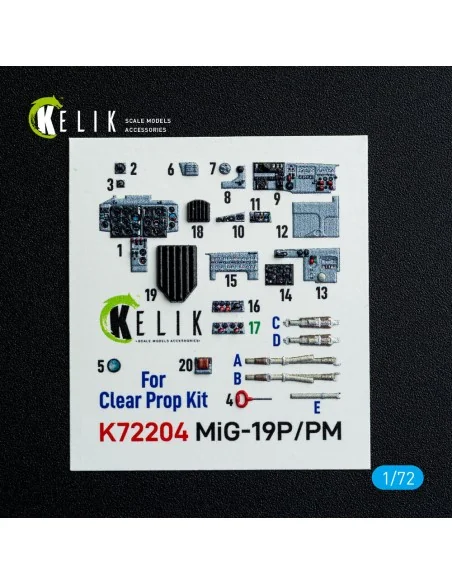MiG-19P/PM - interior 3D decals for ClearProp kit, 1/72 - Kelik K72204