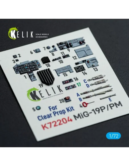 MiG-19P/PM - interior 3D decals for ClearProp kit, 1/72 - Kelik K72204