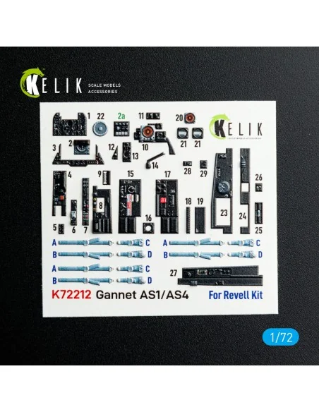 Gannet AS1/AS4 - interior 3D decals for Revell kit, 1/72 - Kelik K7...