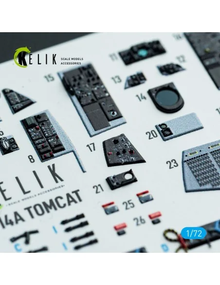 F-14A Tomcat - interior 3D decals for HobbyBoss kit, 1/72 - Kelik K...