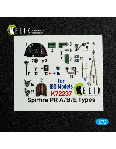 Spitfire PR A/B/E Types - interior 3D decals for IBG Models kit, 1/...