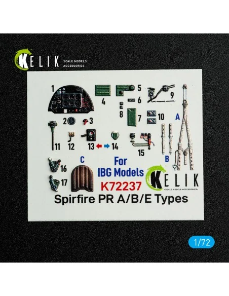 Spitfire PR A/B/E Types - interior 3D decals for IBG Models kit, 1/...